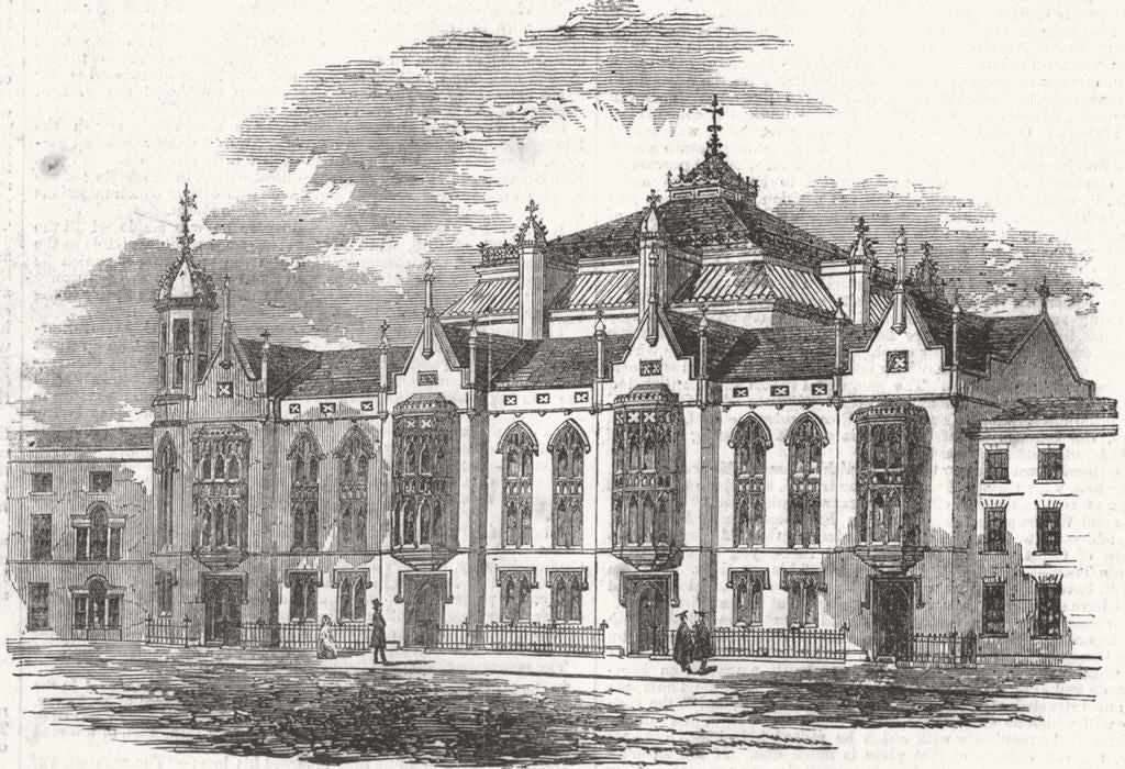 WARCS. Queen's College, Birmingham 1856 old antique vintage print picture